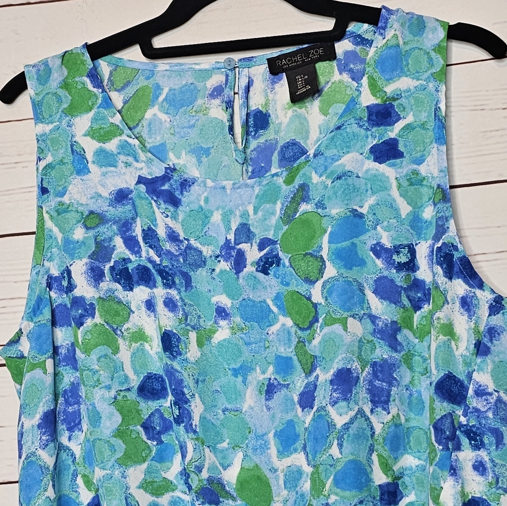 Rachel Zoe Tie Waist Watercolor Sleeveless Top - Picture 3 of 11